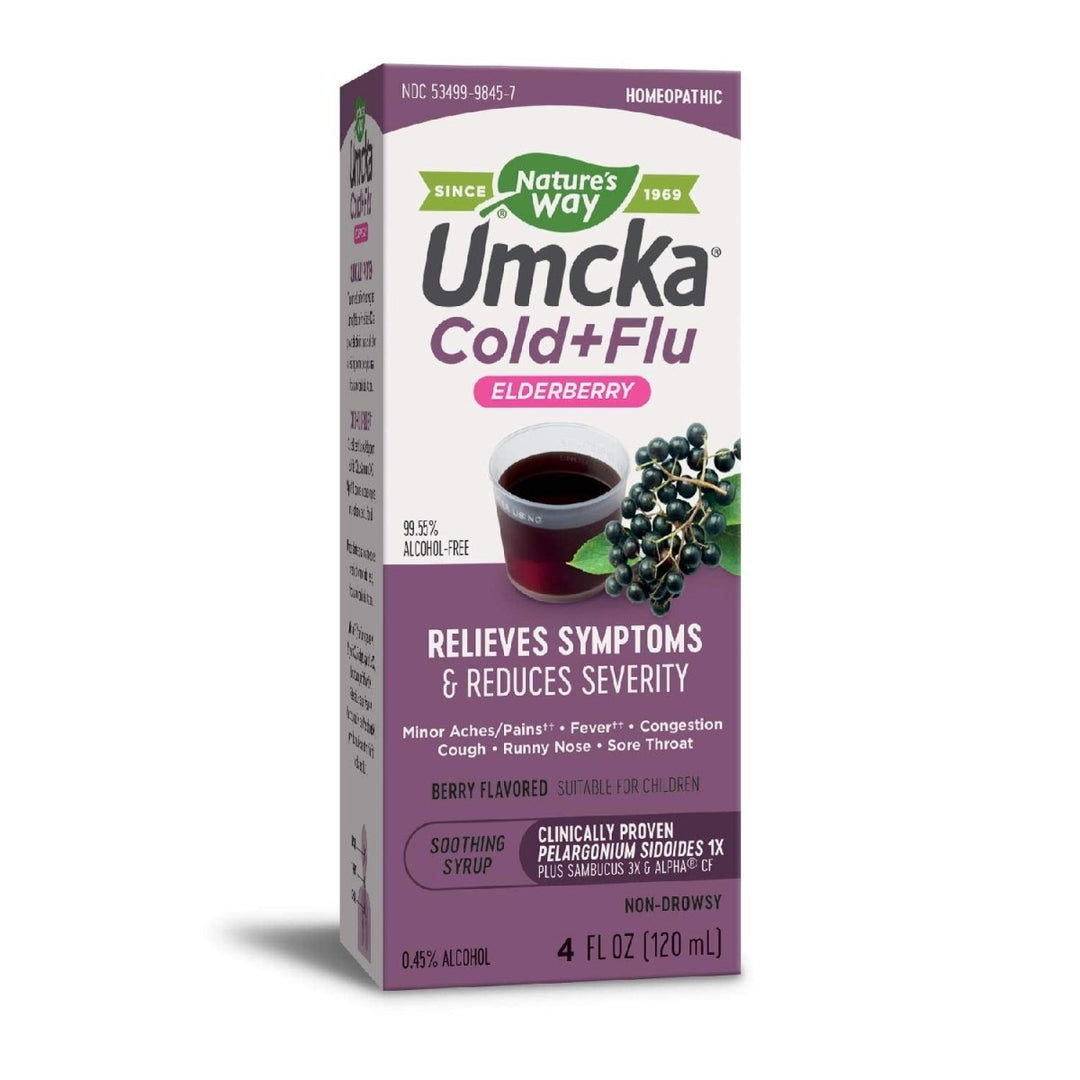 Nature's Way Umcka Cold+Flu Elderberry Syrup, Clinically Proven, Feel Better Faster, 4 Fl. Oz - The Oasis of Health