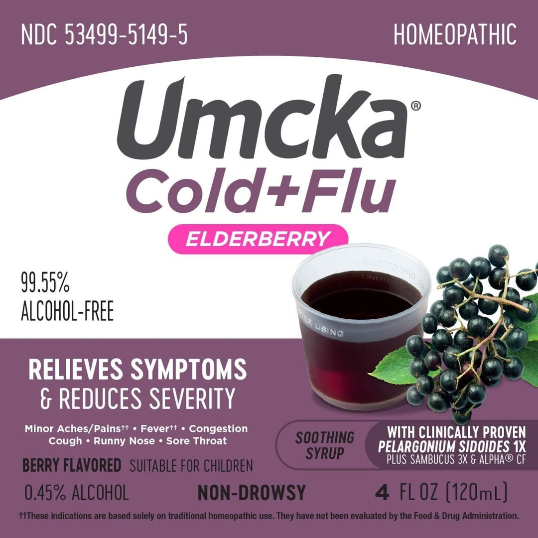 Nature's Way Umcka Cold+Flu Elderberry Syrup, Clinically Proven, Feel Better Faster, 4 Fl. Oz - The Oasis of Health