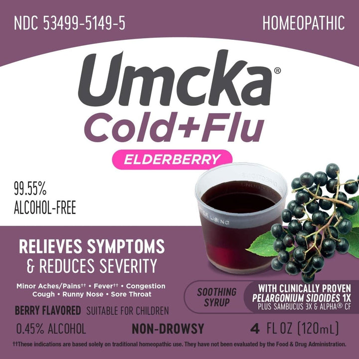 Nature's Way Umcka Cold+Flu Elderberry Syrup, Clinically Proven, Feel Better Faster, 4 Fl. Oz - The Oasis of Health