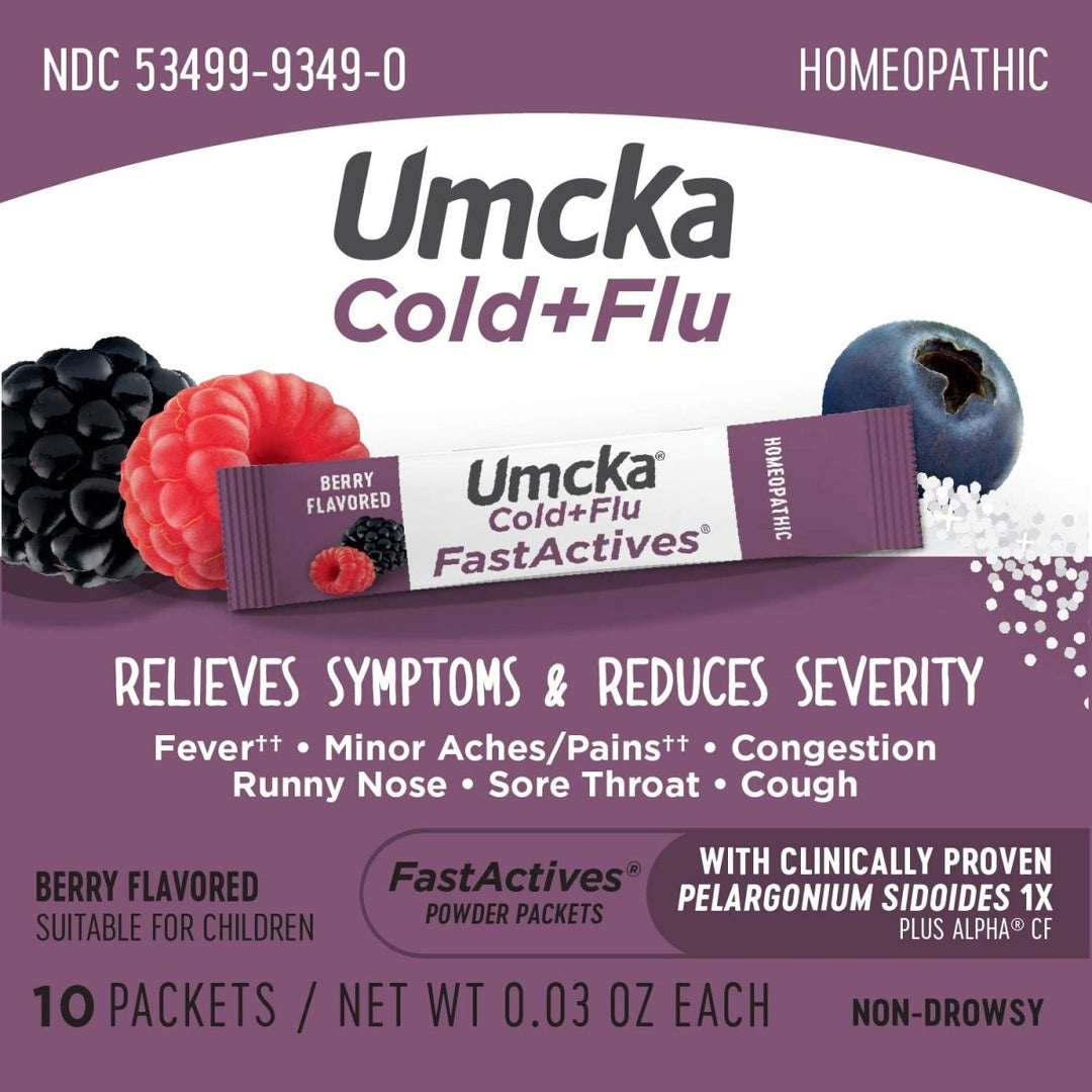 Nature's Way Umcka? Cold+Flu FastActives?, Shortens Colds & Reduces Severity, Fever**, Minor Aches/Pains**, 10 Packets - The Oasis of Health