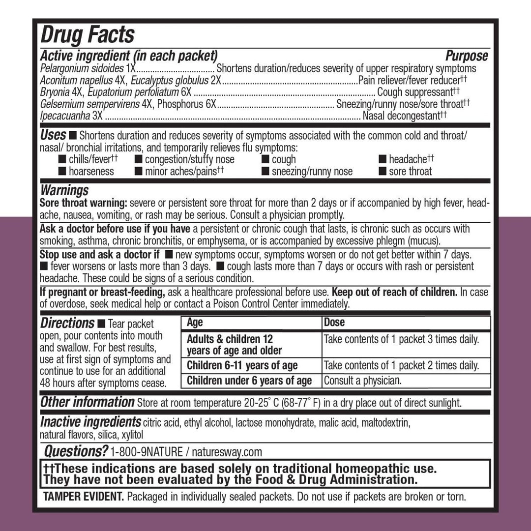 Nature's Way Umcka? Cold+Flu FastActives?, Shortens Colds & Reduces Severity, Fever**, Minor Aches/Pains**, 10 Packets - The Oasis of Health