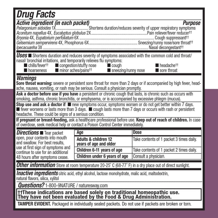 Nature's Way Umcka? Cold+Flu FastActives?, Shortens Colds & Reduces Severity, Fever**, Minor Aches/Pains**, 10 Packets - The Oasis of Health