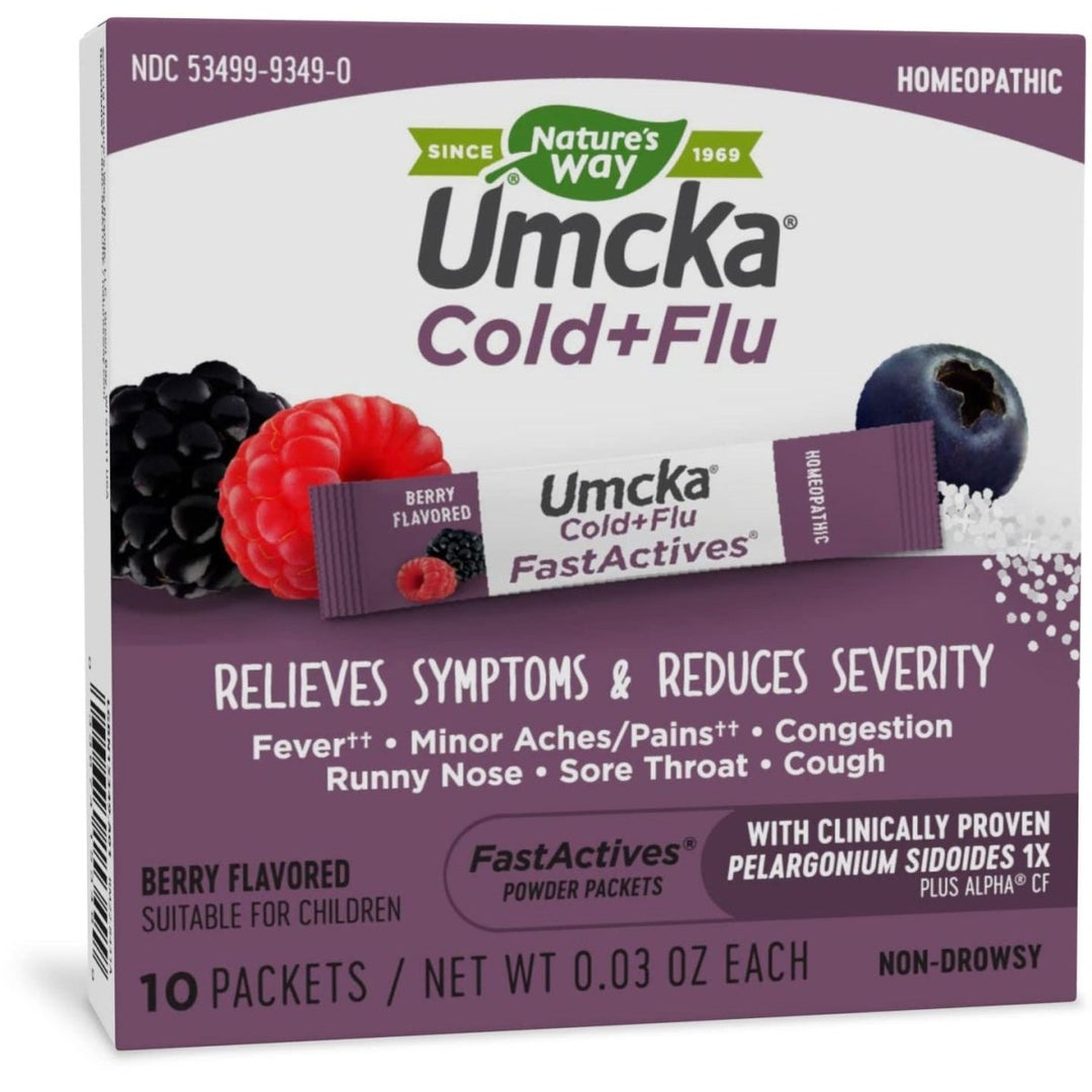 Nature's Way Umcka? Cold+Flu FastActives?, Shortens Colds & Reduces Severity, Fever**, Minor Aches/Pains**, 10 Packets - The Oasis of Health