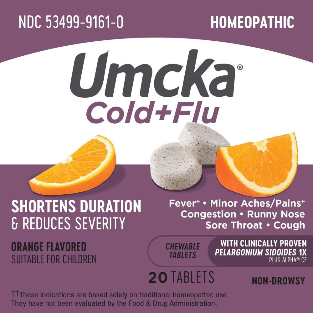 Nature's Way Umcka Cold+Flu Multi - Action Chewables - Non - Drowsy Orange Flavor - 20 Chewables - The Oasis of Health