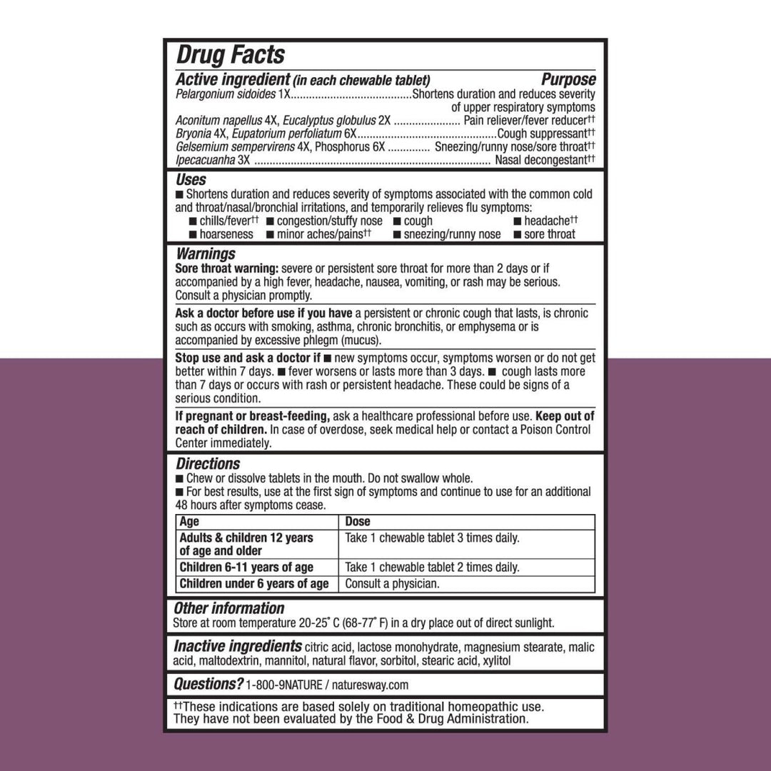 Nature's Way Umcka Cold+Flu Multi - Action Chewables - Non - Drowsy Orange Flavor - 20 Chewables - The Oasis of Health