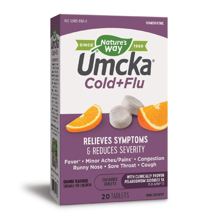 Nature's Way Umcka Cold+Flu Multi - Action Chewables - Non - Drowsy Orange Flavor - 20 Chewables - The Oasis of Health