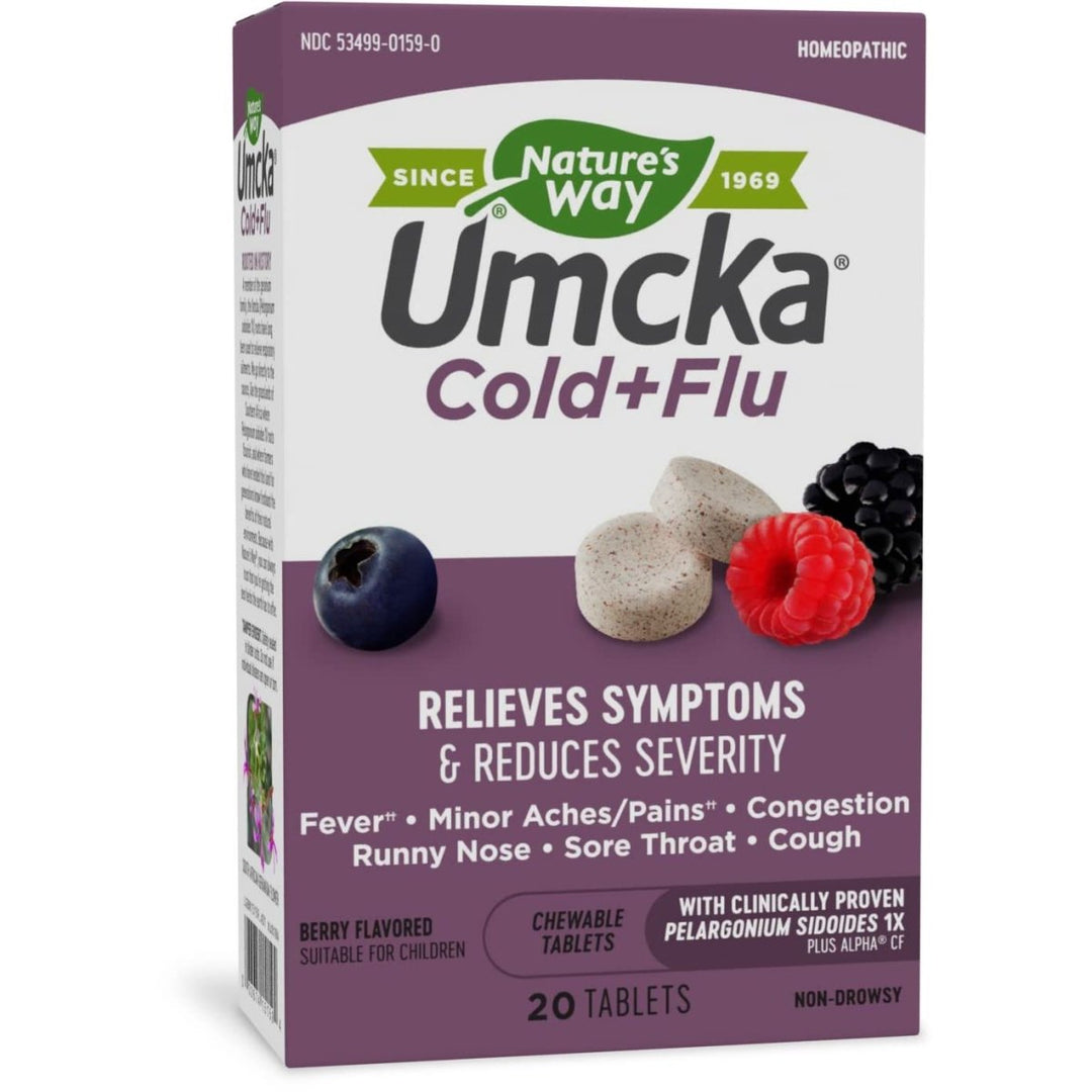 Nature's Way Umcka Cold+Flu Multi - Action Non - Drowsy, Berry Flavored, 20 Chewables - The Oasis of Health