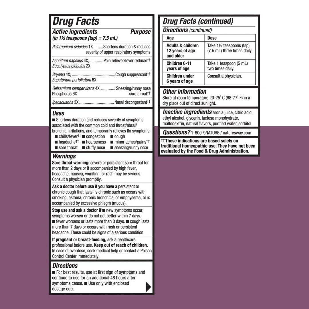 Nature's Way Umcka Cold+Flu Multi - Action Non - Drowsy Syrup, 99.95% Alcohol Free, 4 Oz, Berry Flavor - The Oasis of Health