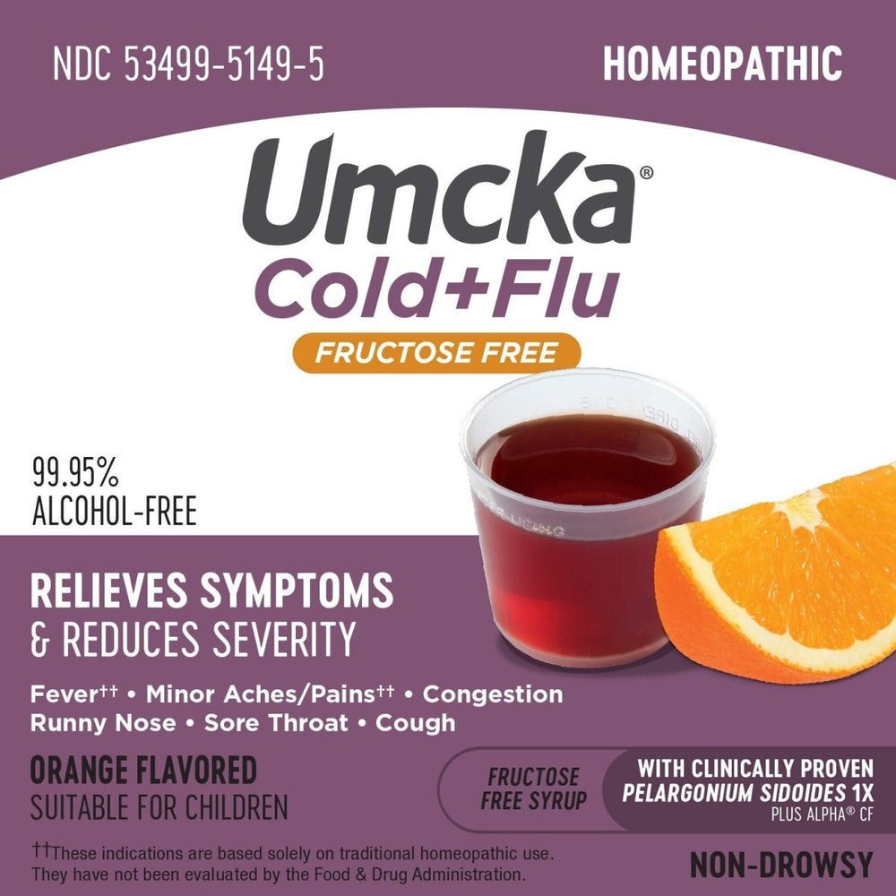 Nature's Way Umcka Cold+Flu Syrup, Fever**, Sore Throat, Cough, and Congestion Relief, Orange Flavored, 4 Fl. Oz. - The Oasis of Health