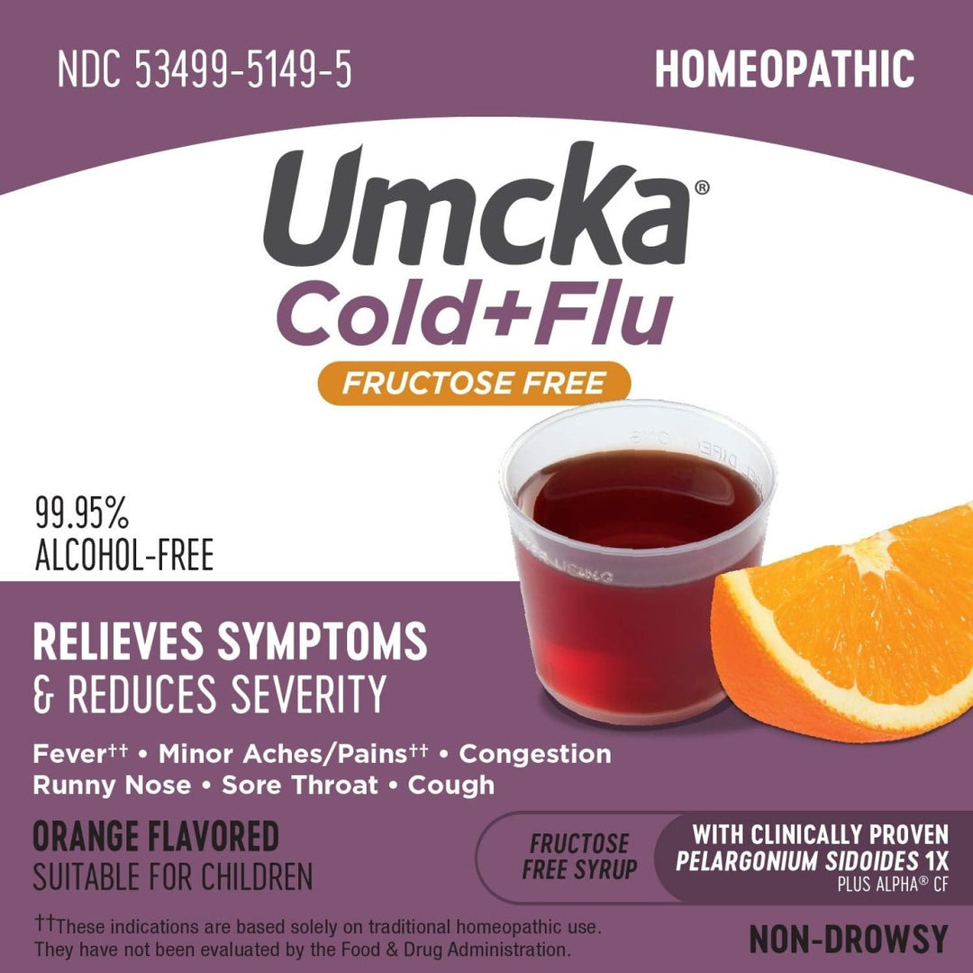Nature's Way Umcka Cold+Flu Syrup, Fever**, Sore Throat, Cough, and Congestion Relief, Orange Flavored, 4 Fl. Oz. - The Oasis of Health