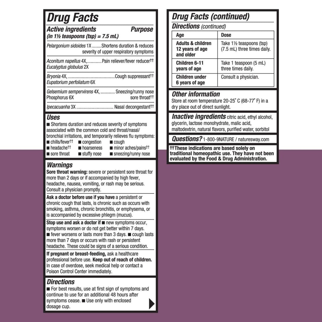 Nature's Way Umcka Cold+Flu Syrup, Fever**, Sore Throat, Cough, and Congestion Relief, Orange Flavored, 4 Fl. Oz. - The Oasis of Health