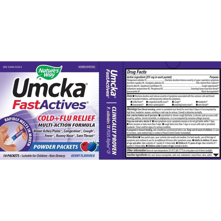 Umcka Label Nature's Way Umcka FastActives Cold+Flu Powder Packets - 60 Packets ...