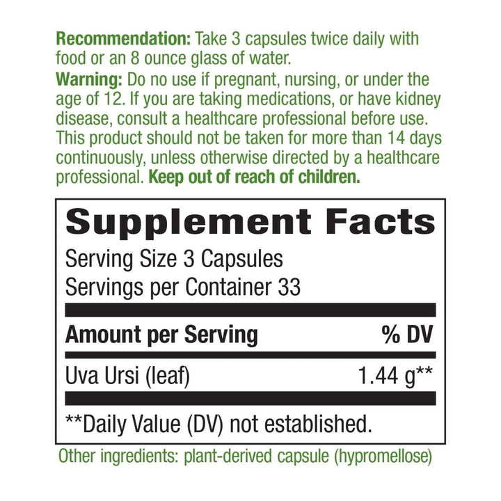 Nature's Way Uva Ursi 1440 mg 100 Capsules (Pack of 6) - The Oasis of Health