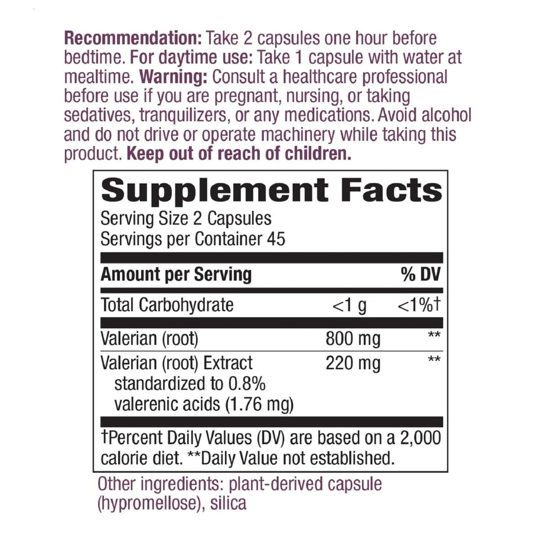 Nature's Way Valerian, Non - GMO, Gluten Free, 220 mg per serving, 90 Capsules - The Oasis of Health