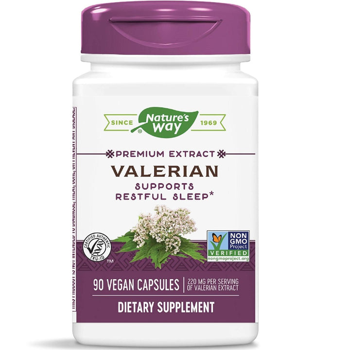 Nature's Way Valerian, Non - GMO, Gluten Free, 220 mg per serving, 90 Capsules - The Oasis of Health