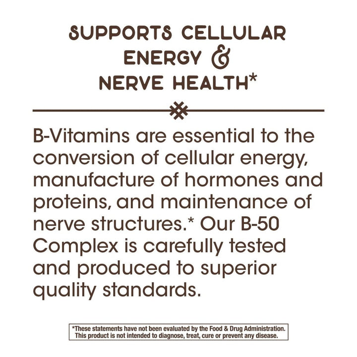 Nature's Way Vitamin B - 50 Complex Capsules - Comprehensive B - Vitamin Support - The Oasis of Health