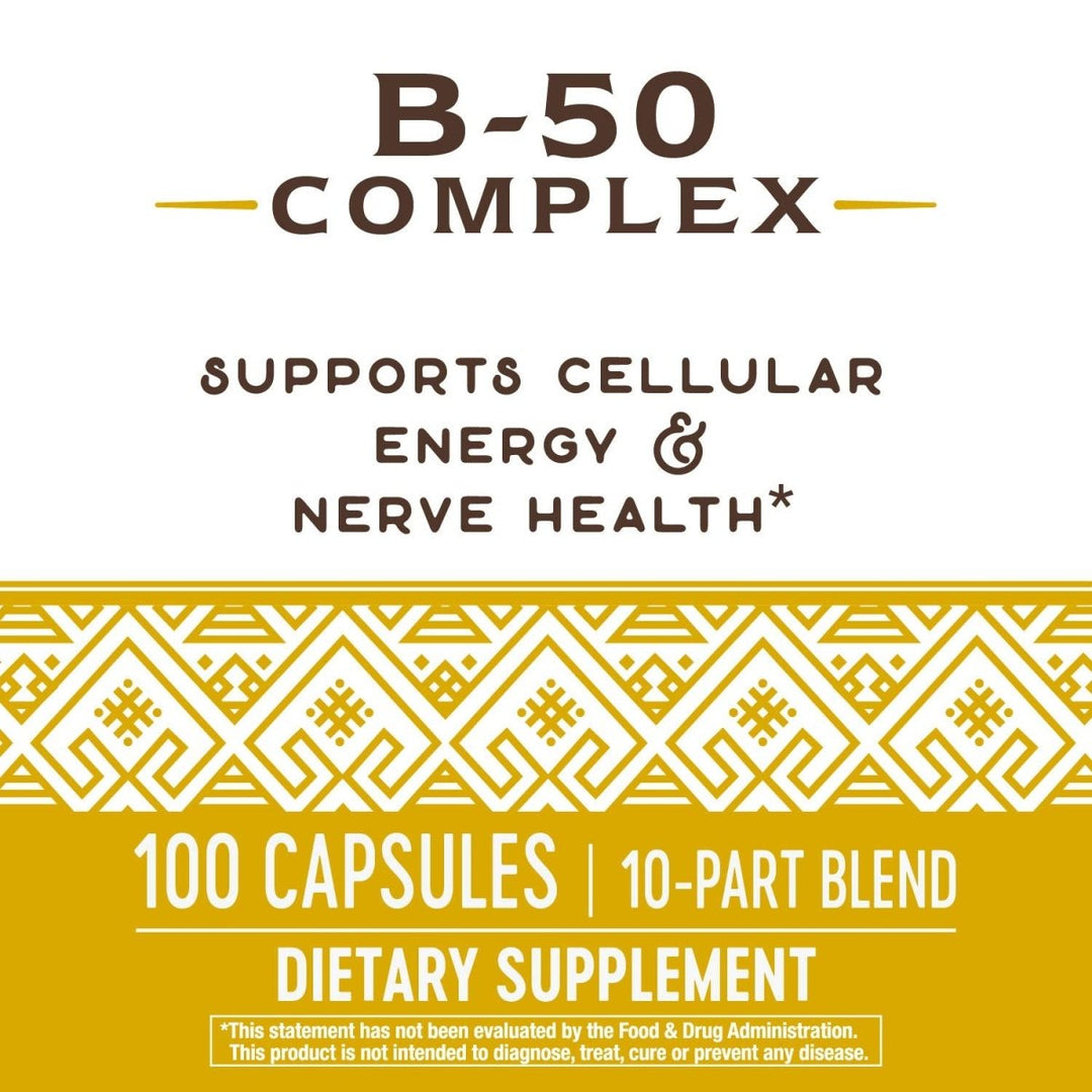 Nature's Way Vitamin B - 50 Complex Capsules - Comprehensive B - Vitamin Support - The Oasis of Health