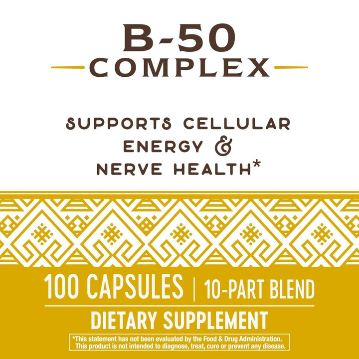 Nature's Way Vitamin B - 50 Complex Capsules - Comprehensive B - Vitamin Support - The Oasis of Health