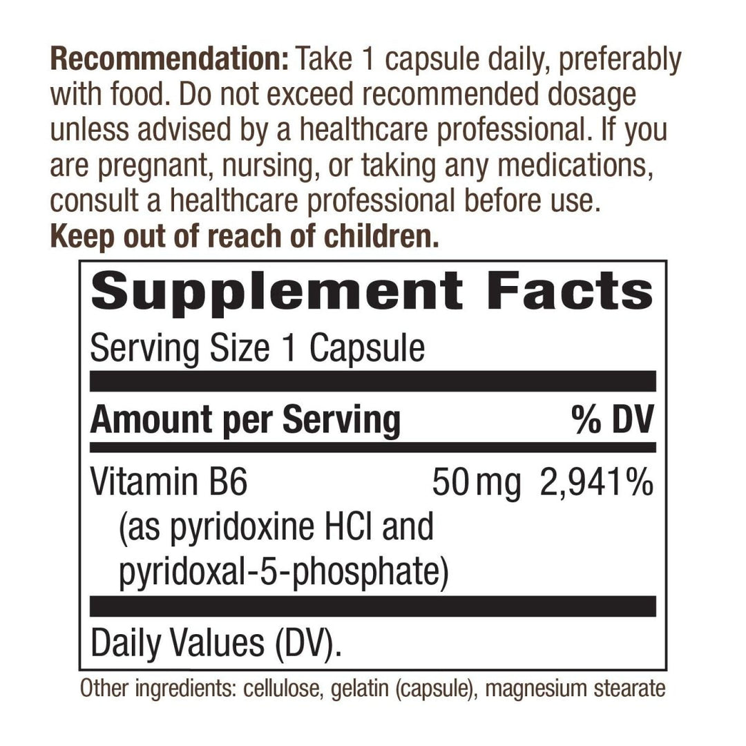 Nature's Way Vitamin B - 6, 50 mg per serving - The Oasis of Health