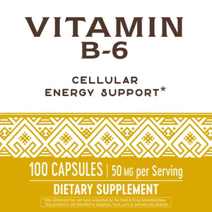 Nature's Way Vitamin B - 6, 50 mg per serving - The Oasis of Health