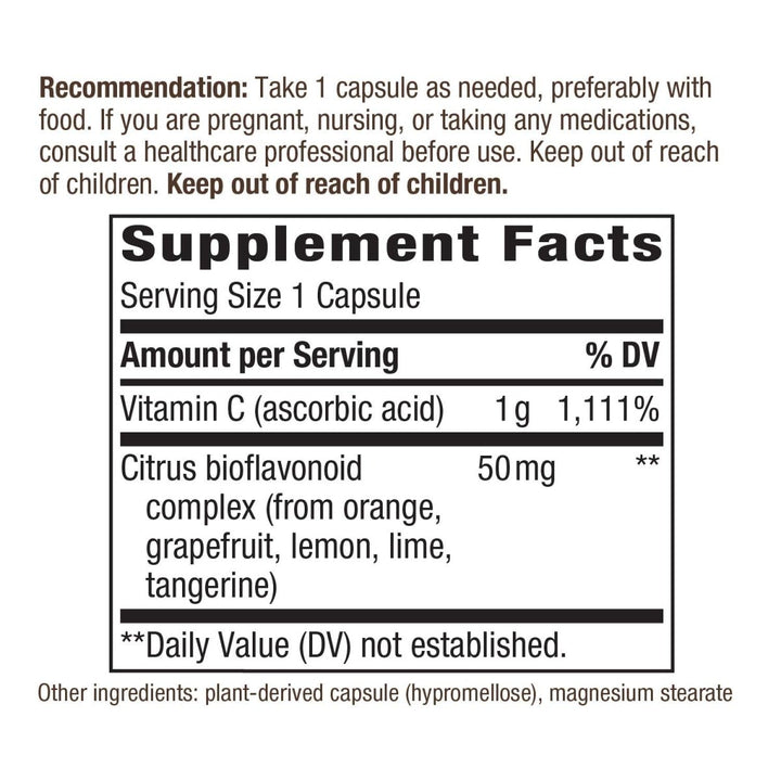 Nature's Way Vitamin C 1000mg with Bioflavonoids 250 Vcaps - The Oasis of Health