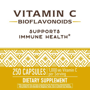 Nature's Way Vitamin C 500 mg with Bioflavonoids; 1000 mg Vitamin C per Serving; 250 Capsules - The Oasis of Health