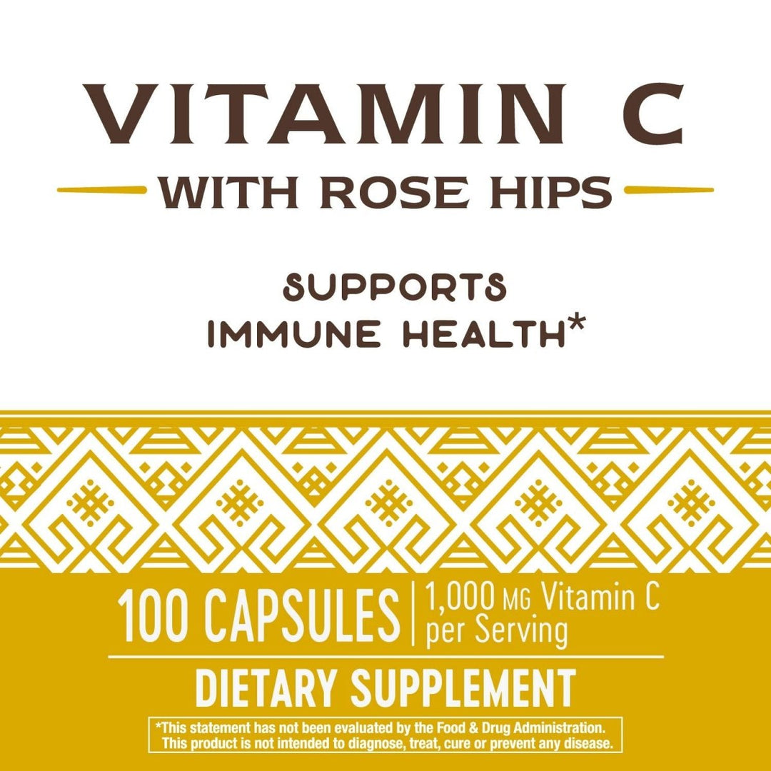Nature's Way Vitamin C with Rose Hips; 1000 mg per Serving; 100 Capsules - The Oasis of Health