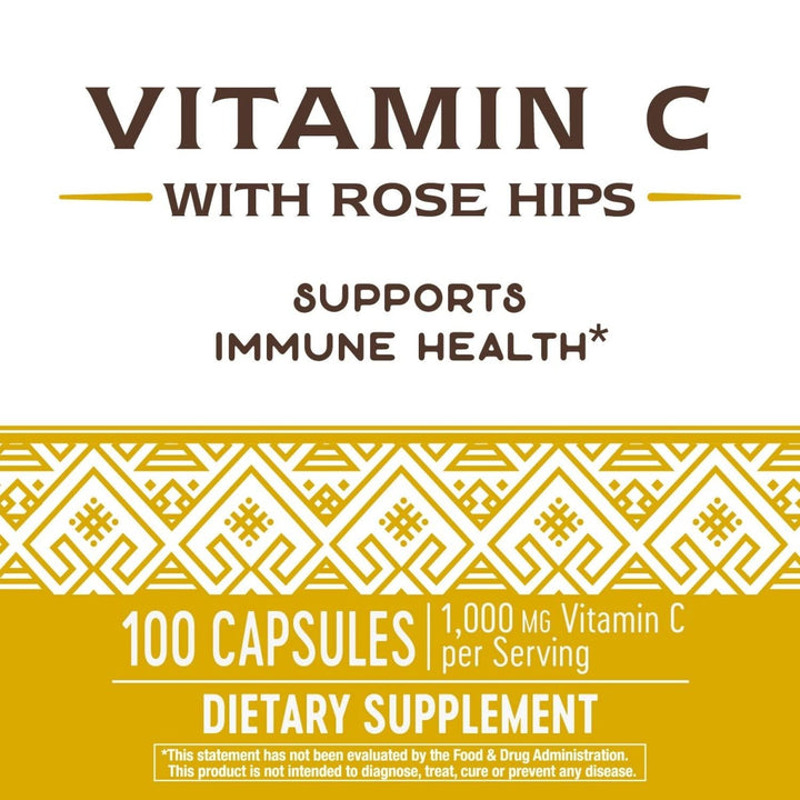 Nature's Way Vitamin C with Rose Hips; 1000 mg per Serving; 100 Capsules - The Oasis of Health