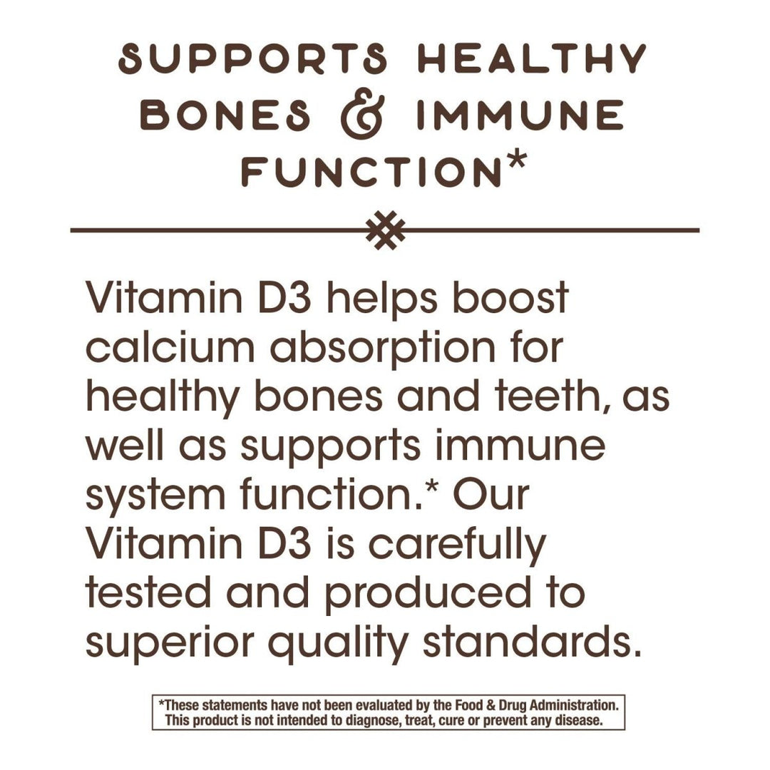Nature's Way Vitamin D3 Dry Form, Supports Healthy Bones and Immune Function*, 10mcg Per Serving, 100 Capsules - The Oasis of Health