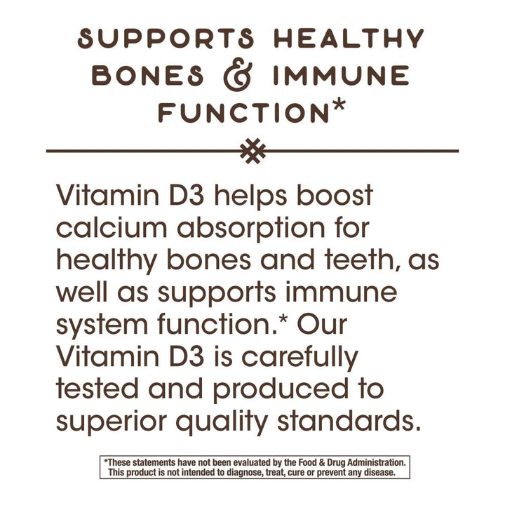 Nature's Way Vitamin D3 Dry Form, Supports Healthy Bones and Immune Function*, 10mcg Per Serving, 100 Capsules - The Oasis of Health
