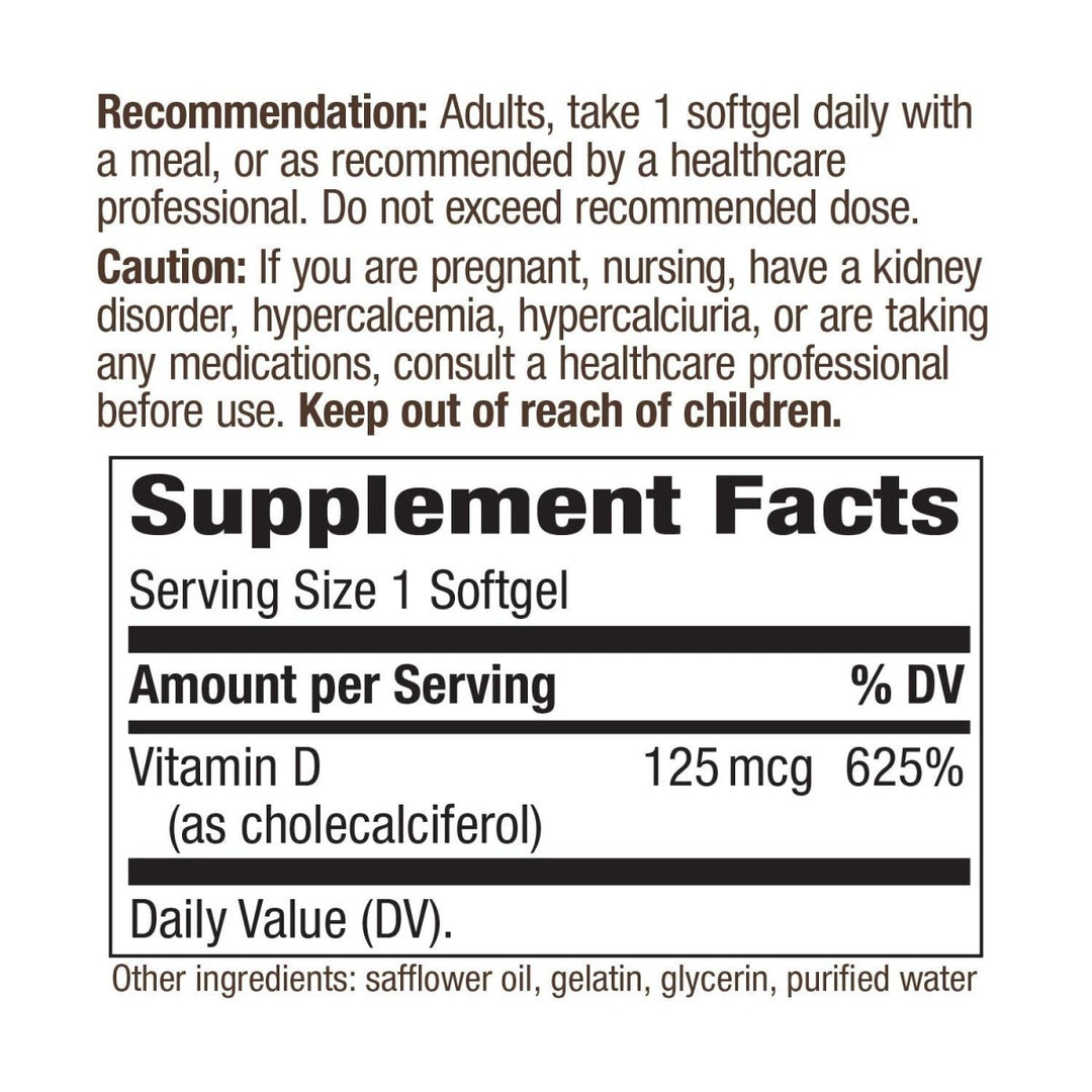 Nature's Way Vitamin D3 Max, Supports Healthy Bones and Teeth*, Supports Immune Health*, 125mcg per Serving, 240 Softgels - The Oasis of Health