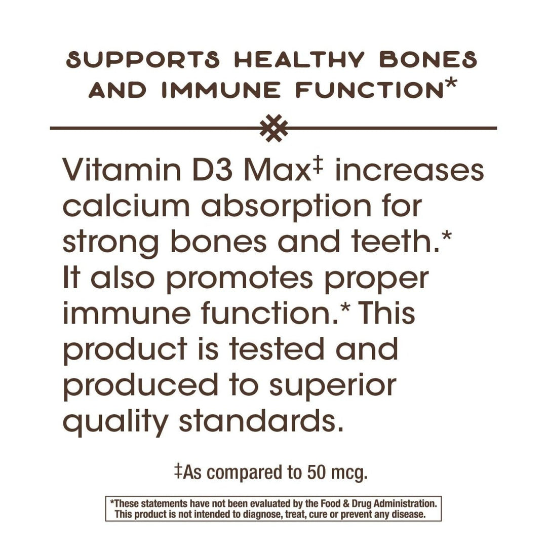 Nature's Way Vitamin D3 Max, Supports Healthy Bones and Teeth*, Supports Immune Health*, 125mcg per Serving, 240 Softgels - The Oasis of Health