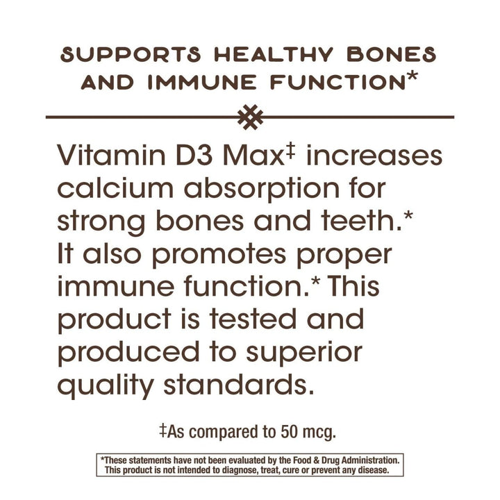 Nature's Way Vitamin D3 Max, Supports Healthy Bones and Teeth*, Supports Immune Health*, 125mcg per Serving, 240 Softgels - The Oasis of Health
