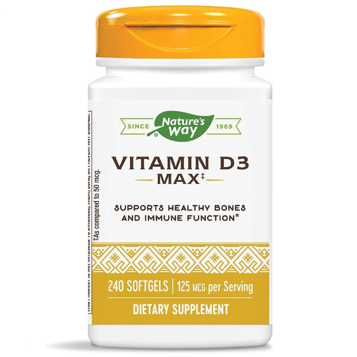 Nature's Way Vitamin D3 Max, Supports Healthy Bones and Teeth*, Supports Immune Health*, 125mcg per Serving, 240 Softgels - The Oasis of Health