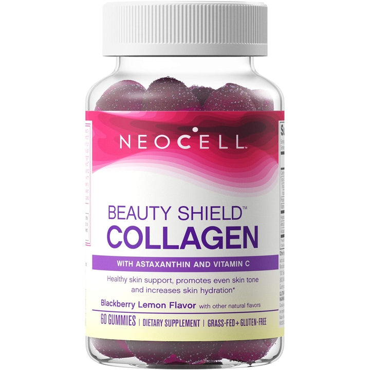 NeoCell Beauty Shield Collagen Gummies with Astaxanthin and Vitamin C For Skin Health, Blackberry Lemon, Gummies, 60 Count, 1 Bottle - The Oasis of Health