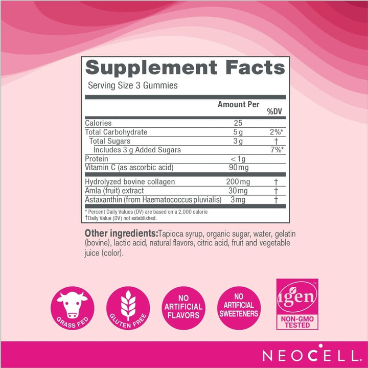 NeoCell Beauty Shield Collagen Gummies with Astaxanthin and Vitamin C For Skin Health, Blackberry Lemon, Gummies, 60 Count, 1 Bottle - The Oasis of Health