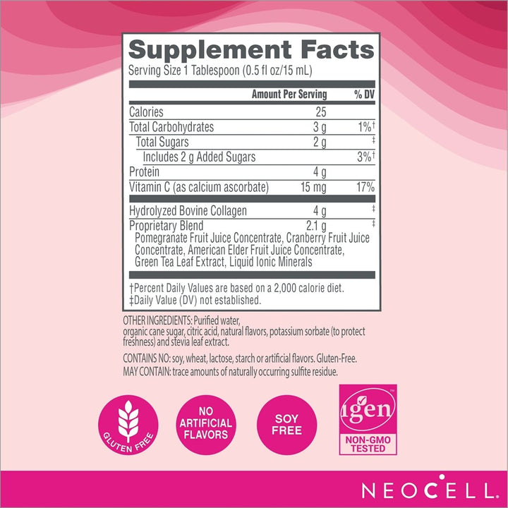 NeoCell Collagen Peptides + Vitamin C Liquid, 16 Oz - The Oasis of Health