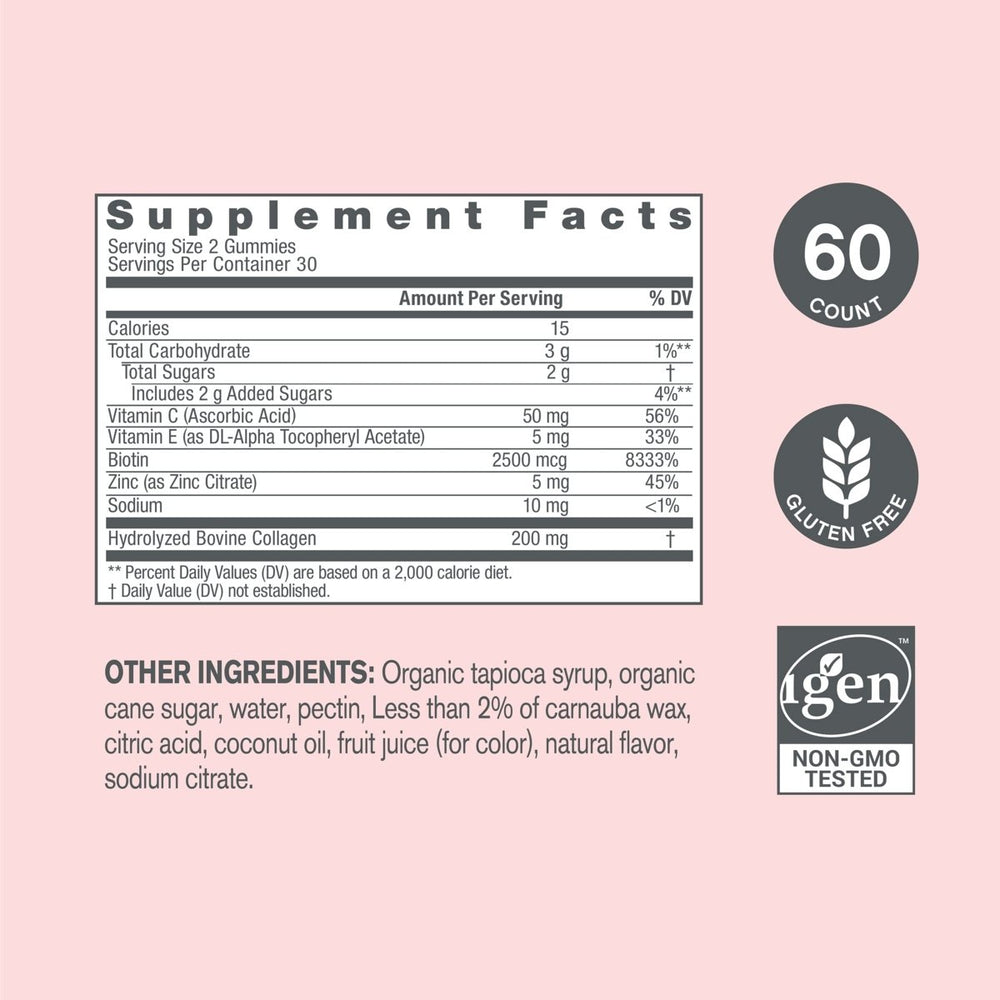 NeoCell Hair, Skin and Nails Beauty Builder With Collagen, Biotin and Vitamin C, Includes Antioxidants, Gummy, Lemon, 60 Count, 1 Bottle - The Oasis of Health