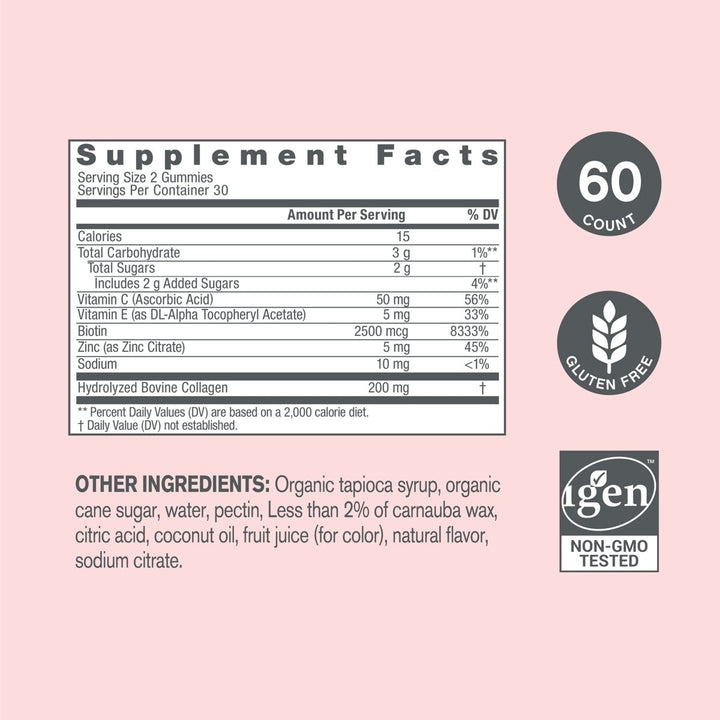 NeoCell Hair, Skin and Nails Beauty Builder With Collagen, Biotin and Vitamin C, Includes Antioxidants, Gummy, Lemon, 60 Count, 1 Bottle - The Oasis of Health