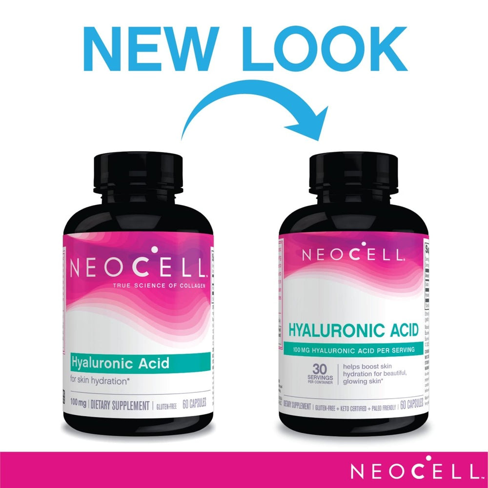 NeoCell Hyaluronic Acid Capsules, Essential Lubricant, Supports Tissue Hydration, Gluten Free, 60 Count, 1 Bottle - The Oasis of Health