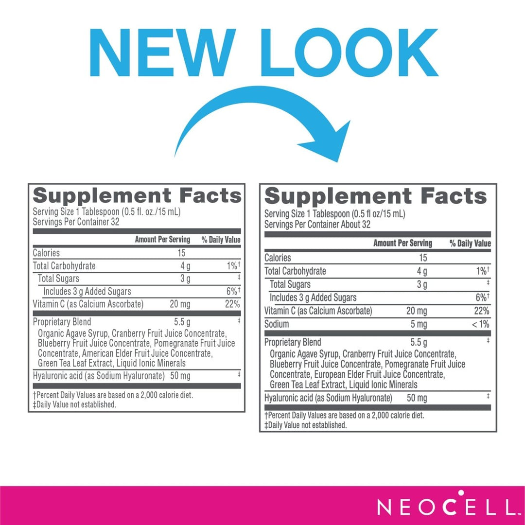NeoCell Hyaluronic Acid Liquid with Vitamin C, Fights Collagen Depletion, Supports Tissue Hydration, Gluten Free, Berry, 16 Fl. Oz - The Oasis of Health