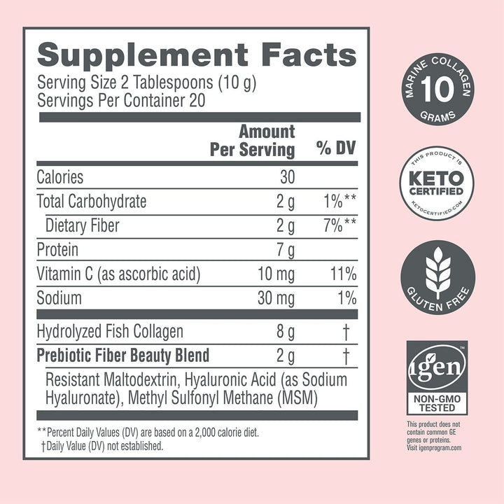 NeoCell Marine Collagen with Beauty Blend; for Skin Hydration; Healthy Hair, Nails and Joint Support; Keto Certified, Gluten Free; Unflavored Powder, 7 Ounces, 20 Servings* - The Oasis of Health