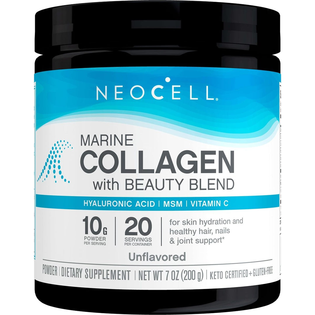 NeoCell Marine Collagen with Beauty Blend; for Skin Hydration; Healthy Hair, Nails and Joint Support; Keto Certified, Gluten Free; Unflavored Powder, 7 Ounces, 20 Servings* - The Oasis of Health
