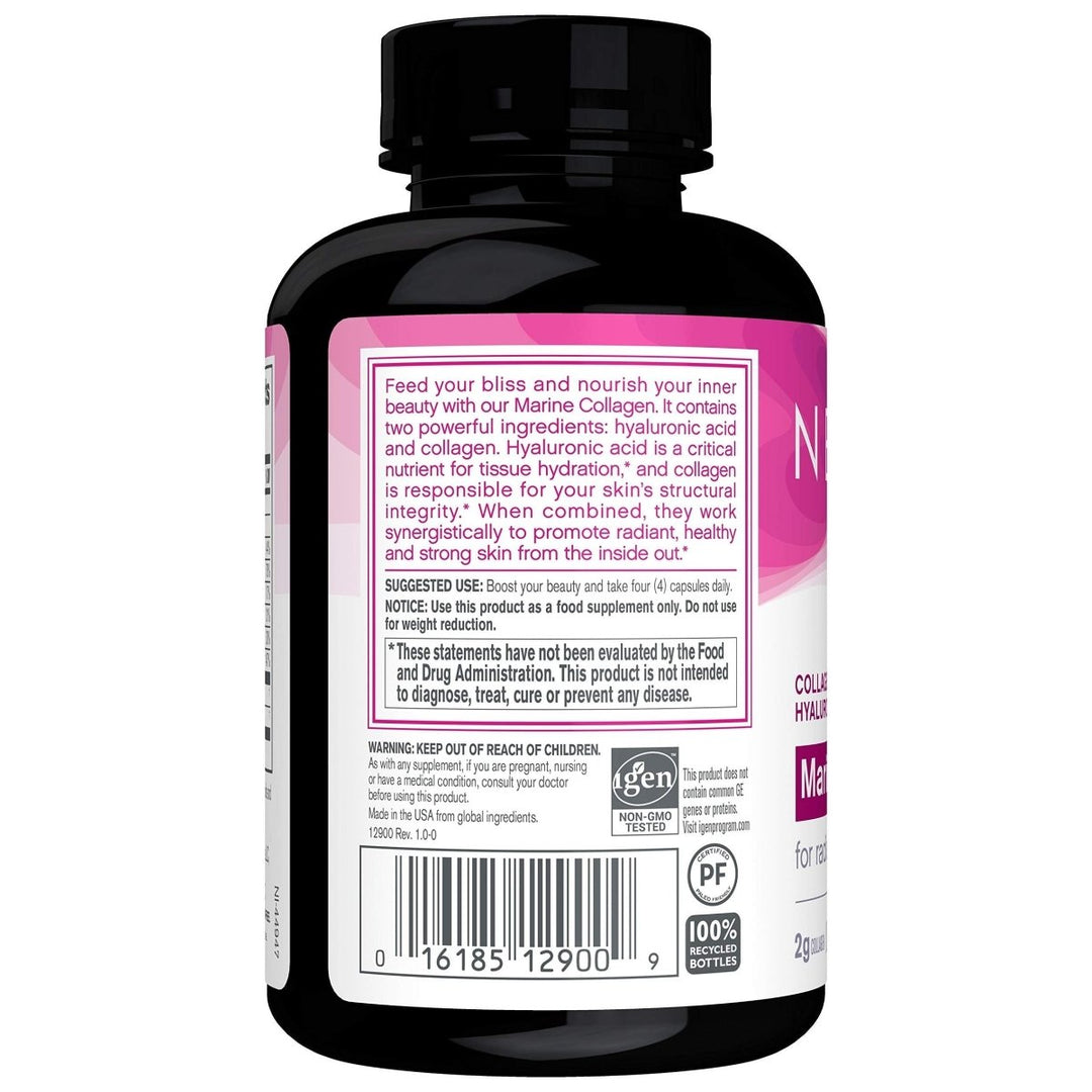 NeoCell Marine Collagen With Collagen Type 1 and 3 and Hyaluronic Acid, With Hydrolyzed Collagen, Skin Health Supplement, Capsule, 120 Count, 1 Bottle - The Oasis of Health