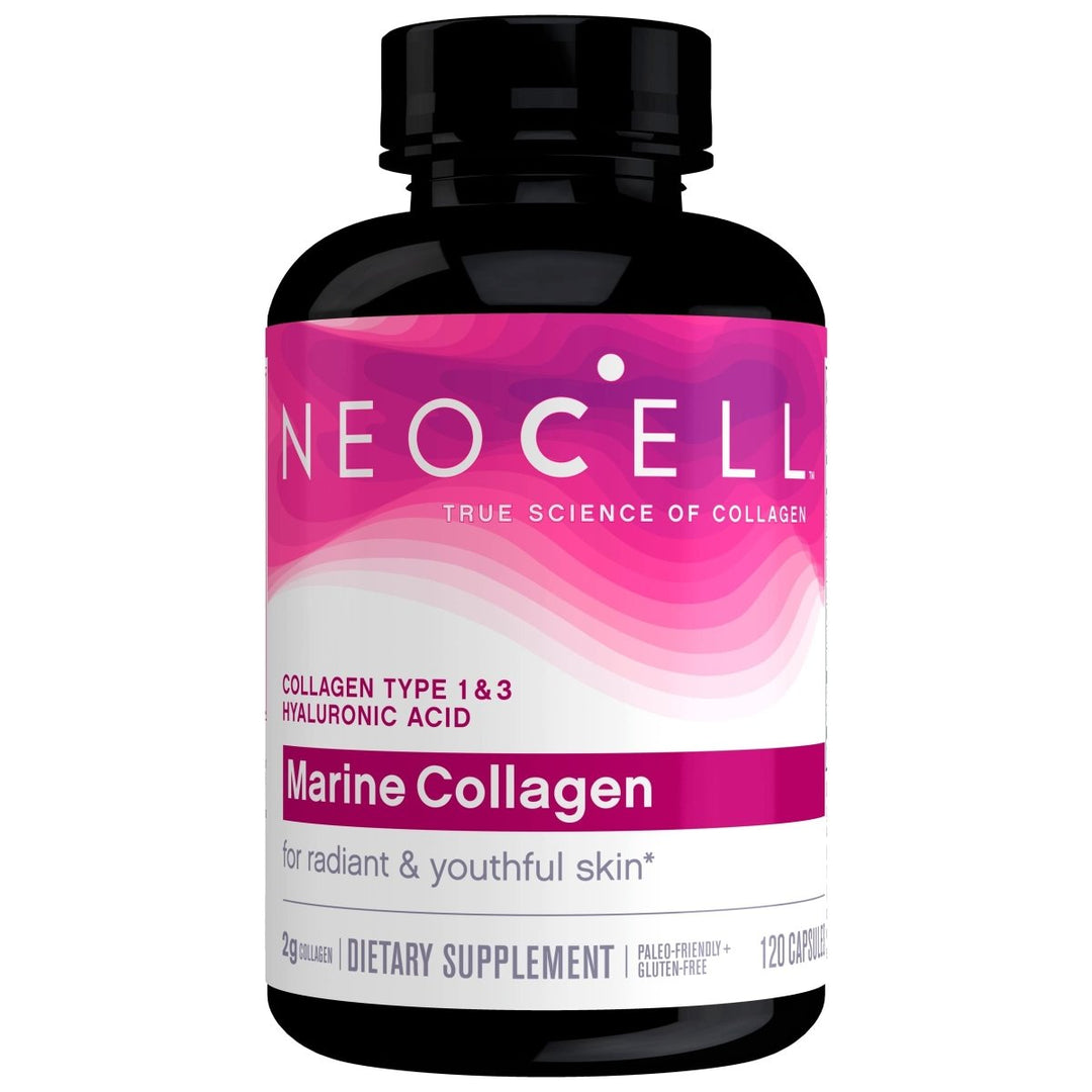NeoCell Marine Collagen With Collagen Type 1 and 3 and Hyaluronic Acid, With Hydrolyzed Collagen, Skin Health Supplement, Capsule, 120 Count, 1 Bottle - The Oasis of Health