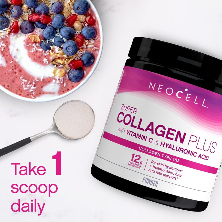 NeoCell Super Collagen Plus With Vitamin C and Hyaluronic Acid, For Skin Hydration and Healthy Skin, Hair and Nails Support, Unflavored, Collagen Powder, 6.9 oz., 1 Canister - The Oasis of Health