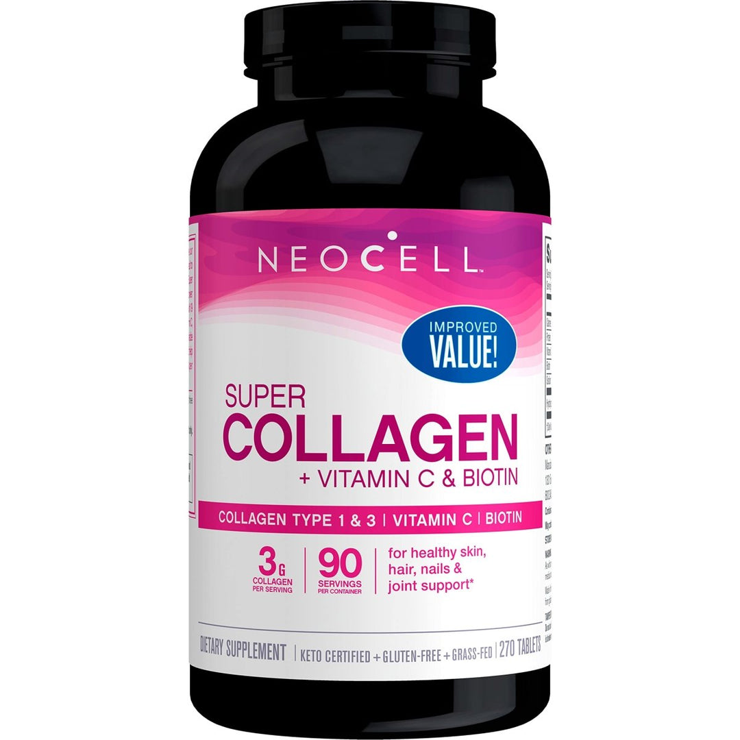 NeoCell Super Collagen With Vitamin C and Biotin, Skin, Hair and Nails Supplement, Includes Antioxidants, Tablet, 270 Count, 1 Bottle - The Oasis of Health