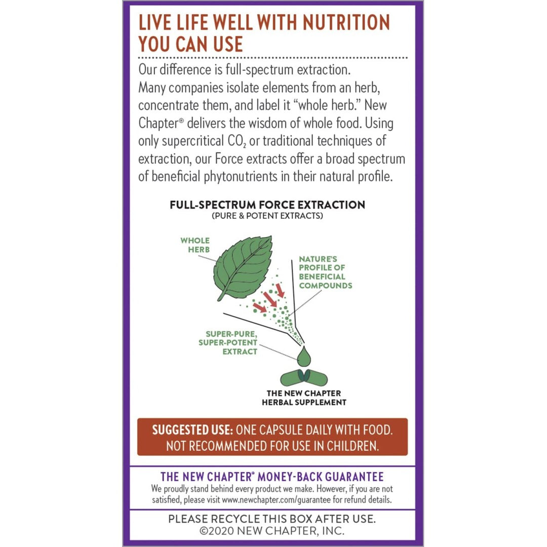 New Chapter Cinnamon Supplement - Cinnamon Force for Antioxidant Action + Non - GMO Ingredients - 30 ct Vegetarian Capsules - The Oasis of Health