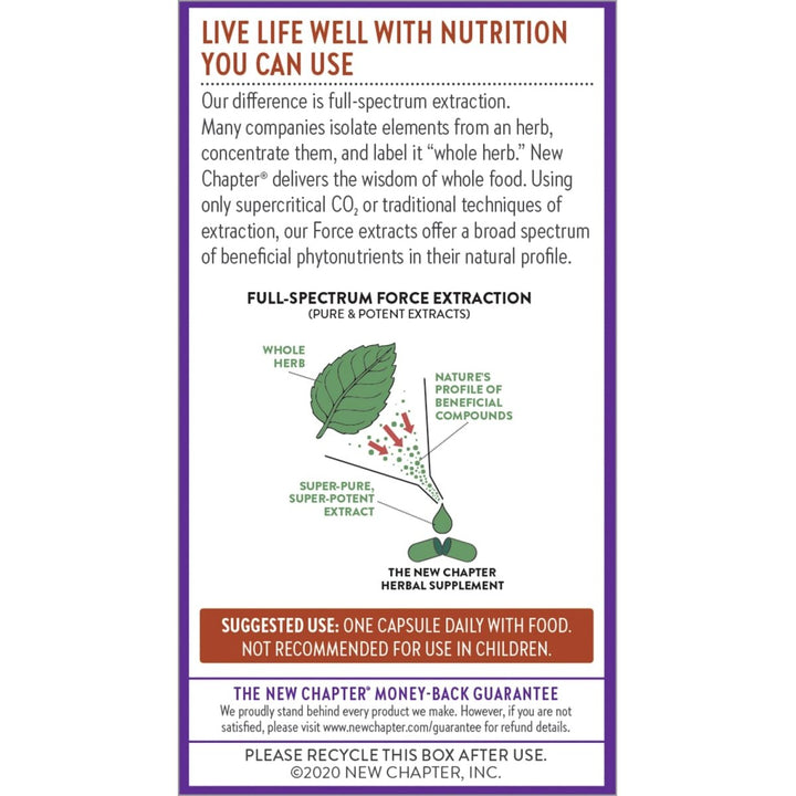 New Chapter Cinnamon Supplement - Cinnamon Force for Antioxidant Action + Non - GMO Ingredients - 30 ct Vegetarian Capsules - The Oasis of Health