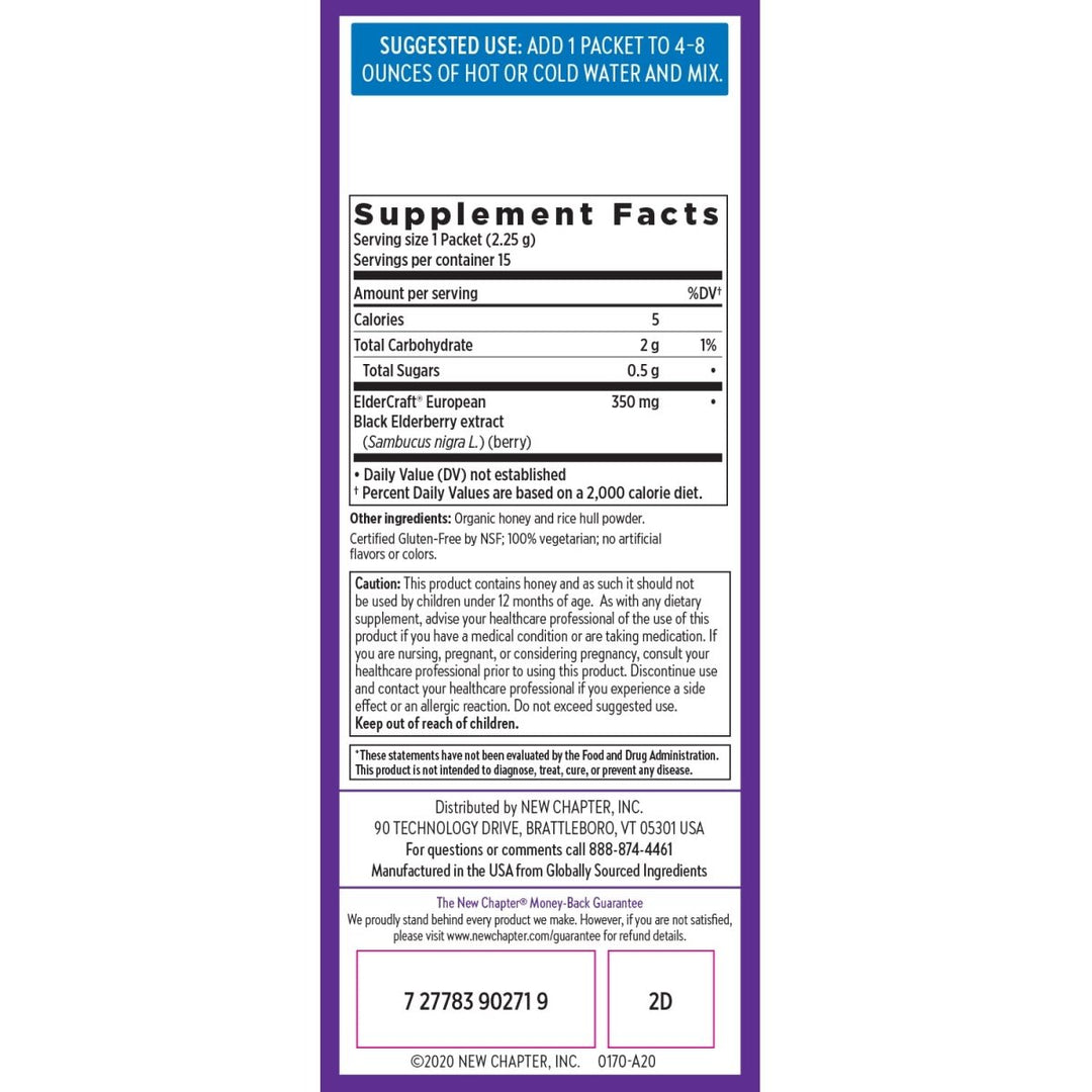 New Chapter Elderberry Powder On The Go Sticks 12 Packets - The Oasis of Health